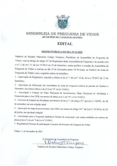 Assembleia de Freguesia de Vidais