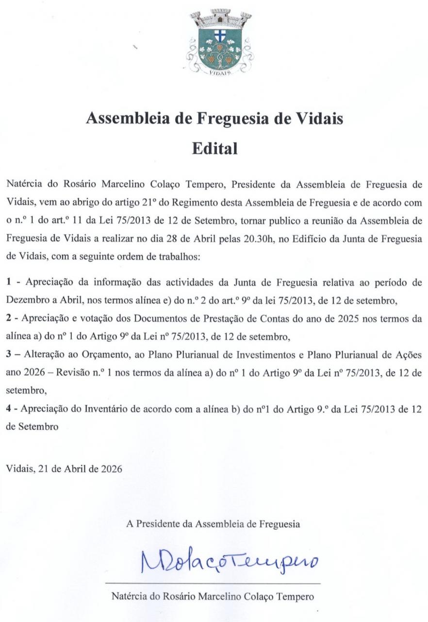Assembleia ordin&aacute;ria de Freguesia 